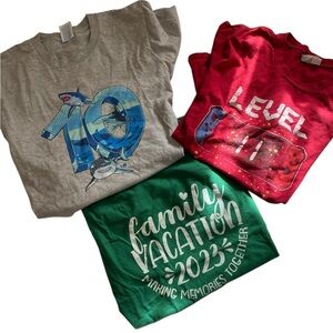 Kids Graphic T-Shirts Set - Gray, Red, Green